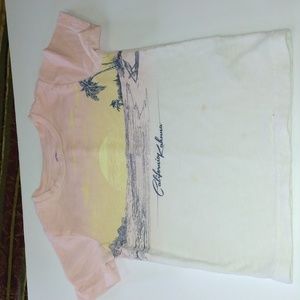 Carter’S 2T top, pink,yellow,white, on front California Kahuna, 100%